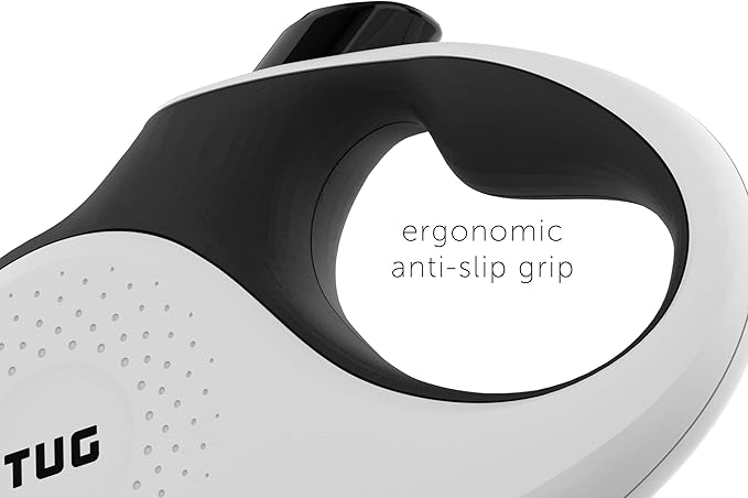 TUG XL 360° Tangle-Free Retractable Dog Leash with Anti-Slip Handle | 26 ft Strong Nylon Tape | One-Handed Brake, Pause, Lock (Extra Large, White)
