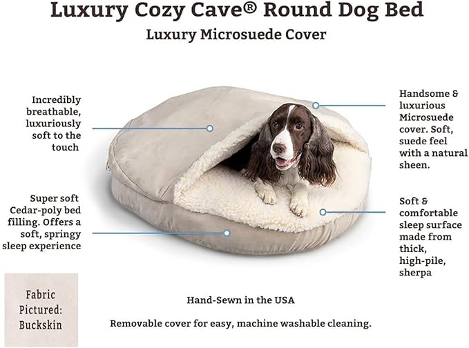 Snoozer Luxury Cozy Cave Pet Bed, Wag Collection, Small - Pedigree Denim