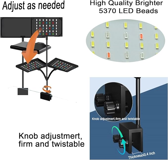Mini Clip-On Aquarium Light 8W Full Spectrum LED Fish Nano Tank Light with Timer & Dimmer and 3 Lighting Modes for Freshwater Plants & Tropical Fish Ideal for 5-16 Inch Tanks (1-5 Gallons)