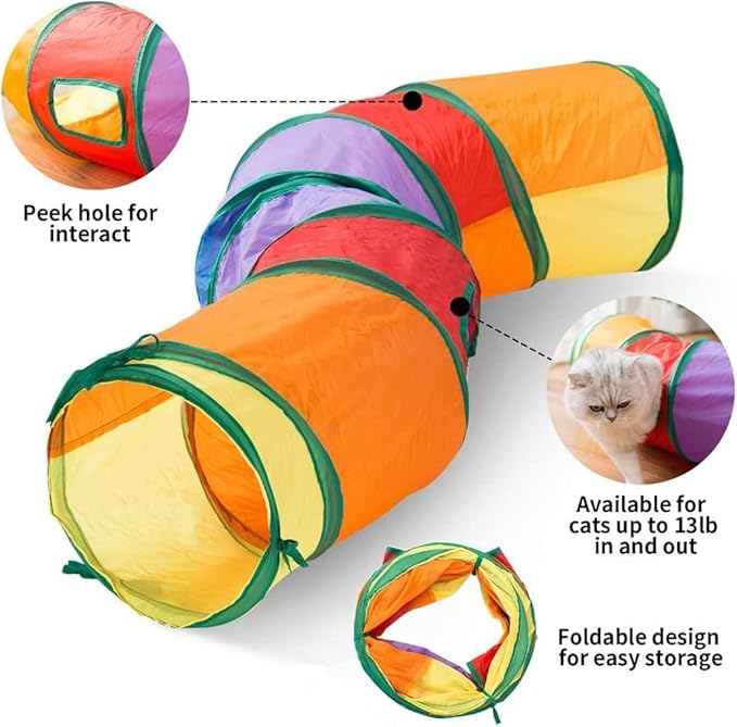 Cat Tunnels for Indoor Cats, Interactive Peek-a-Boo Cat Chute Cat Tube Toy, Camouflage S-Tunnel
