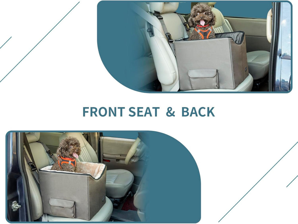 Petsfit Dog/Cat Booster Seat with Pockets, small dog car seat for Cars, Trucks and SUVs (Small, Dark Brown)