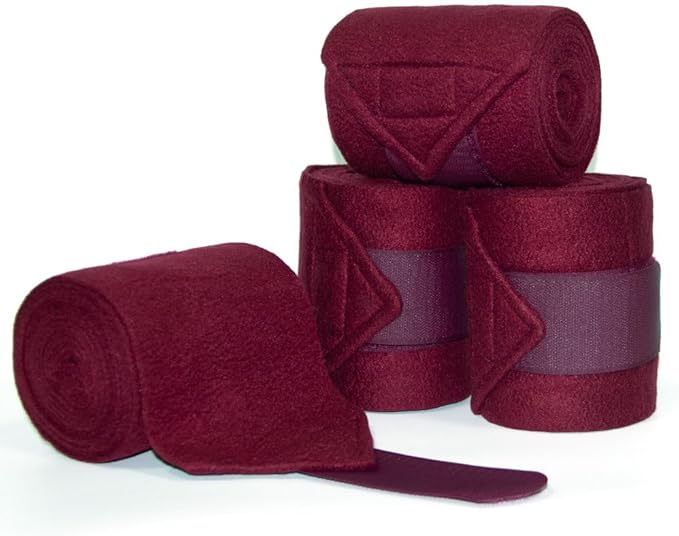 Horse Polo Leg Wraps Soft Fleece Wraps Equestrian Leg Bandage 4-Pack (Full(10ft), Wine Red)