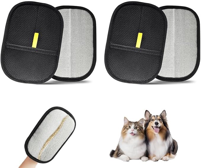 2025 Upgraded Pet Hair Removal Glove |Double-Sided – Reusable Grooming & Bathing Glove for Dogs and Cats |Soft Silcone Touch |Easy Deshedding and Cleaning Mitt (Black, 2 PCS)