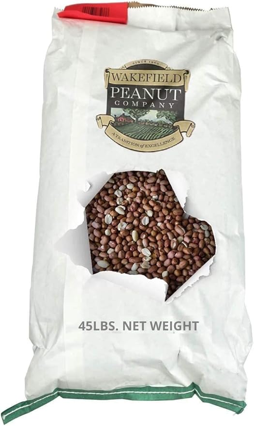 Wakefield Virginia Peanuts Bulk 45LB Bag Shelled for Squirrels, Birds, Deer, Pigs and a Wide Variety of Wildlife, Raw Peanuts/Bulk Nuts/Blue Jays/Cardinals/Woodpeckers