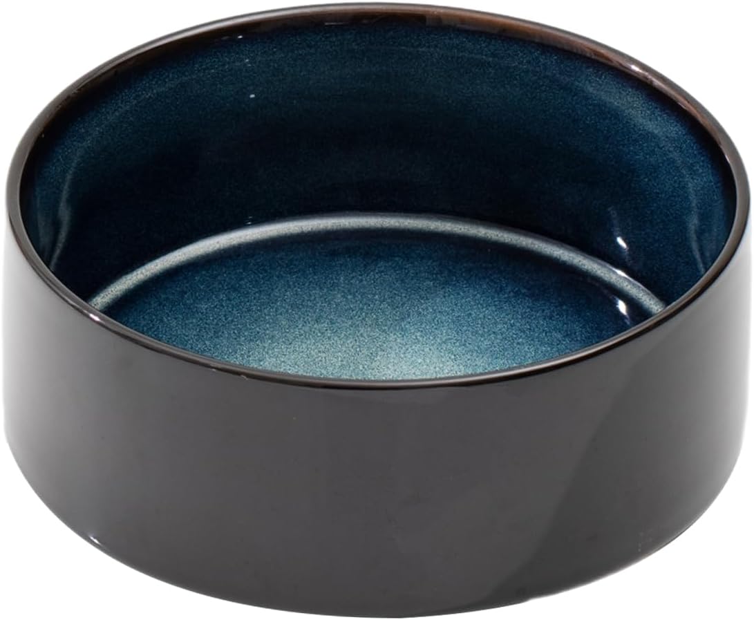 Ceramic 8.2inch Dog Bowl for Large-Breed Dogs, Anti-Slip and Weighted Pet Food and Water Bowl (Single Bowl - Starry Sky)