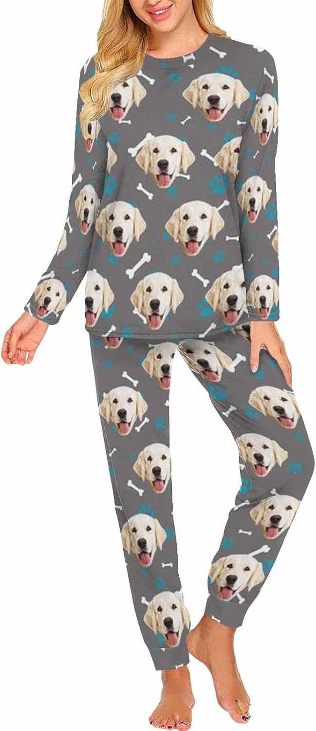 MyPupSocks Custom Face Pajamas Sets for Women, Personalized Photo Sleepwear XS-XXL