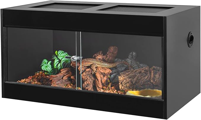 50 Gallon Reptile Enclosure, 36" x 18" x 18" Wooden Reptile Terrarium with Double Hinge Sliding Doors & Top Screen Ventilation, Better Heat Preservation, Suitable for Bearded Dragon Gecko Ball Python