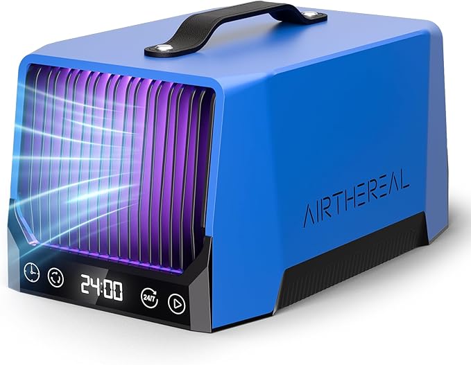 Airthereal DA25 Desktop Ozone Generator, 60,000mg/h High Capacity Odor Eliminator for Smoke, VOCs and Pet Odors, Portable Ozone Machine for Home, Garage & Car, Cover up to 5,000 sq.ft (Blue)