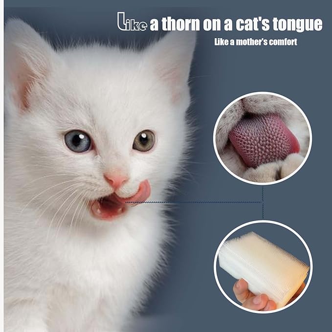 2PC Soft Cat Brush for Grooming - Gentle Cat Tongue Brush with 1300+ Barbed Serrations, Brushes for Sensitive Cats - Lightweight, gentle, Perfect for Daily Grooming & Enhancing Bonding