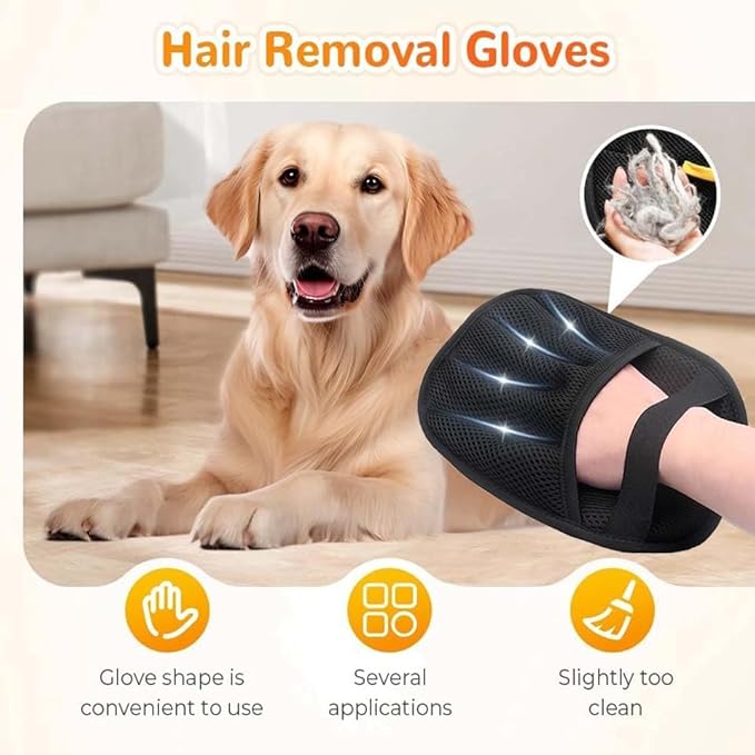 Pet Hair Removal Glove for Cats & Dogs,Electrostatic Gloves Pet Hair,Cat Grooming Gloves for Hair Removal,Reusable Pet Hair Remover Glove for Couch,Furniture,Carpet,Curtain,Clothe (3PCS)