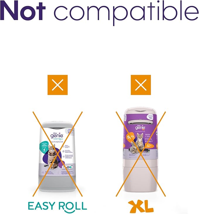 Litter Genie Refill Bags | Jumbo 6-Pack | Up to 4 Months of Supply in 1 Cartridge | Ultimate Odor Control Cat Litter Bags