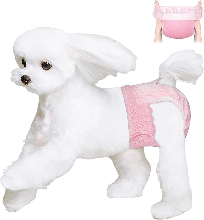 Ambreview Disposable Dog Diapers Female, Just Pull It Up, Doggie Diapers for Female Dogs, Strong Absorbency | Leak Proof, for Dogs in Heat | Elderly | Disabled, M 30 PCS
