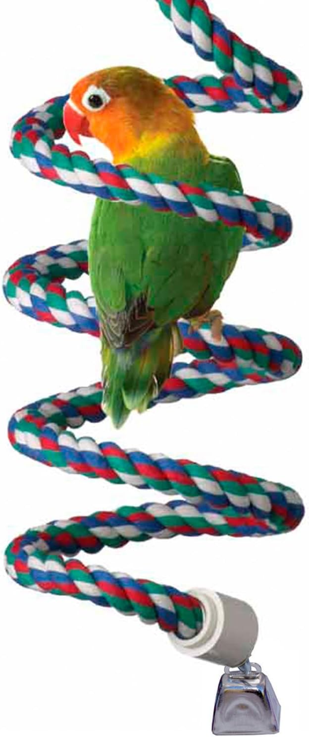 Super Bird Creations SB323 Small Bungee Bird Toy - Rope Perch for Canary, Parakeets, Cockatiels, Finch, Lovebirds - Colorful Hanging Perch - Enriching Bungee Toy for Small Birds & in Bird Cages