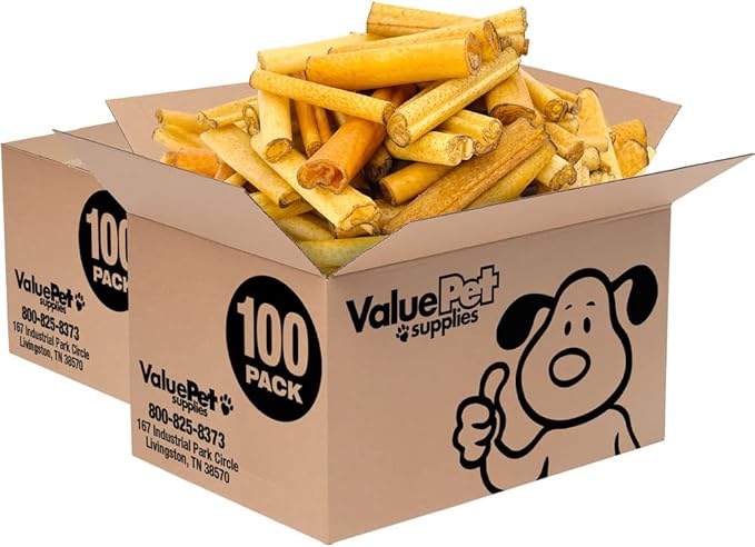 ValueBull USA Pig Skin Retriever Rolls, 4 Inch, Smoked, 200 Count Bulk Pack - Premium USA Pork Hide Dog Chews, One-Piece, Easy Digestion, High Protein
