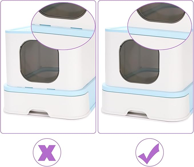 RIZZARI Cat Litter Box Top-Entry : Leak-Proof Enclosed Design Reduces Odor, for Indoor Cats & Owners (Green)