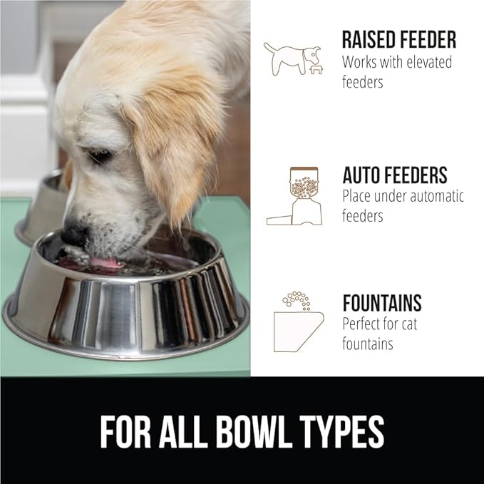 GORILLA GRIP 100% Waterproof Raised Edge BPA Free Silicone Pet Feeding Mat, Dog Cat Food Mats Contain Spills Protects Floors, Placemats for Cats and Dogs Water Bowl, Pets Accessories 18.5x11.5 Mint