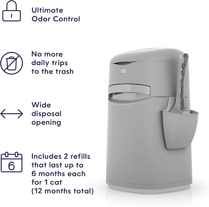 Bundle of Litter Genie Easy Roll Pail | Cat Litter Box Waste Disposal System for Odor Control with 1 Starter Refill (24 Bags) + Litter Genie Easy Roll Refill (24 Bags)
