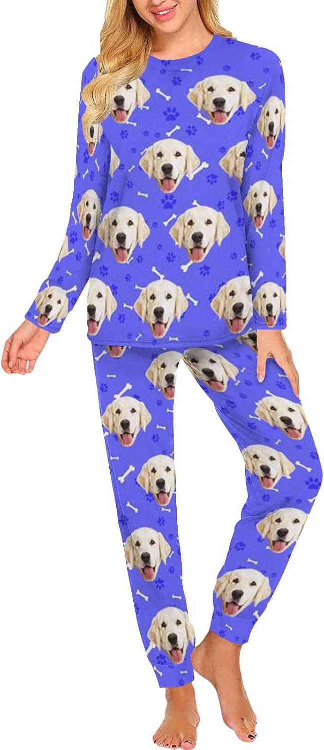 MyPupSocks Custom Face Pajamas Sets for Women, Personalized Photo Sleepwear XS-XXL