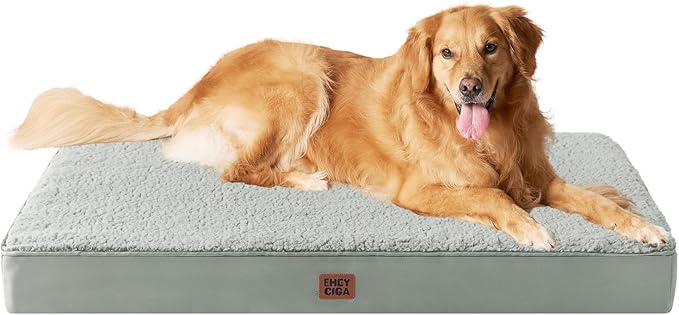 EHEYCIGA Orthopedic XL Dog Beds for Extra Large Dogs with Removable Washable Cover, Greyish Green, 44x32