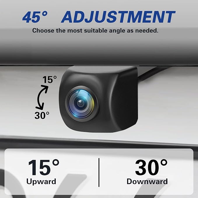 Kairiyard Backup Camera with 7 Inch Monitor, HD 1080P Reverse Rear View Camera Waterproof DIY Grid Lines No-Delay Wired License Plate Camera System for Truck Car SUV