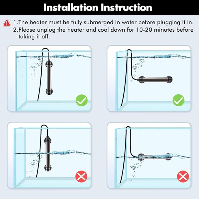 Orlushy 25W Submersible Small Fish Tank Heater with Free Thermometer, Preset Temperature 78℉ Aquarium Heater for 1-5 Gallon Freshwater & Saltwater Tank