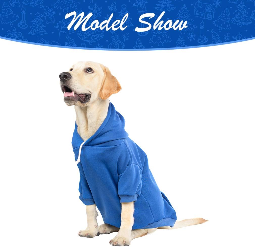 KOOLTAIL Basic Dog Hoodie - Soft and Warm Dog Hoodie Sweater with Leash Hole and Pocket, Dog Winter Coat, Cold Weather Clothes Sweatshirt for Small Medium Large Dogs Puppy Cat Boys Girls Blue L