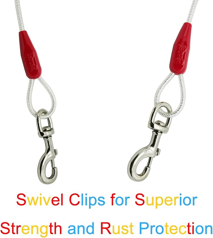 Petest 40ft Reflective Tie-Out Cable for Super Dogs Up to 250 Pounds