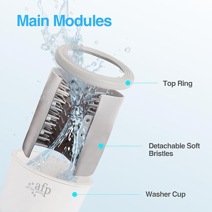 ALL FOR PAWS Low Noise Automatic Dog Paw Cleaner Electric Dog Paw Washer Cup for Dog Muddy Claws, USB Rechargeable Pet Foot Washer for Small and Medium-Sized Dogs