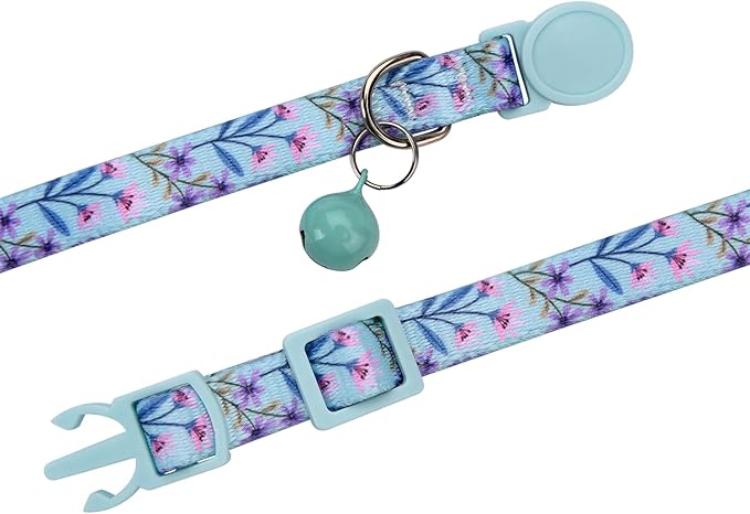 Cat Collar Breakaway with Bells, 3 Pack Girl Boy Pet Cat Collar with Bohemia Floral Tribal Geometric Patterns, Adjustable 7.5-12 Inch, with Safety Buckle for Kitten Cat(Set A)