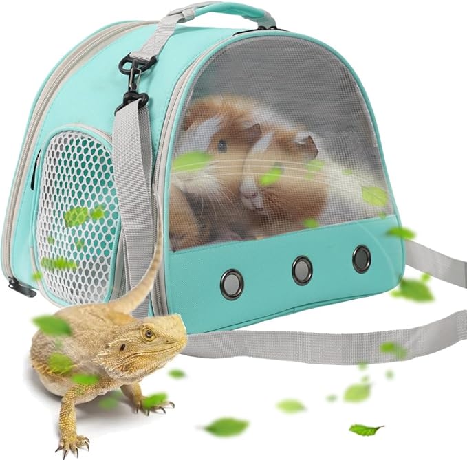 Guinea Pig Carrier,Guinea Pig Carrier for 2,Ventilation Carrier for Bearded Dragon,Reptile Travel Carrier for Lizards Sugar Glider Hedgehog Rat Parrot Birds,Airline Approved Green