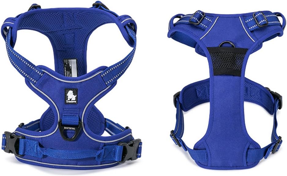 TRUE LOVE Adjustable No-Pull Dog Harness Reflective Pup Vest Harnesses Comfortable Control Brilliant Colors Truelove TLH5651(Royal Blue,L)