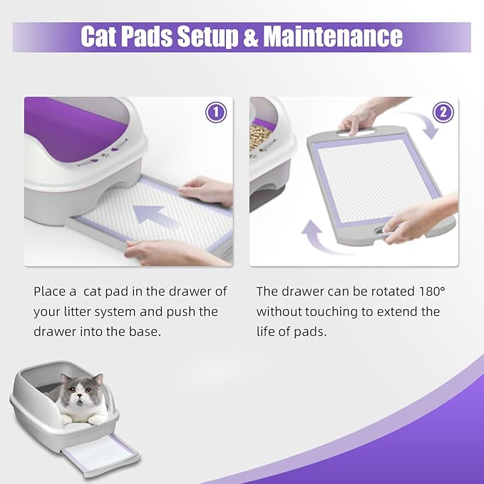 IMMCUTE Cat Pads 16.9" X 11.4", 30 Ct | Pee Pads for Cats | Thickened 6-Layer Super Absorbent Pads | Pee Pads for Tidy Cats Breeze Litter System | Cat Pee Pads