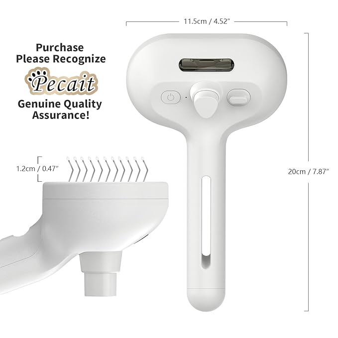 Cat Steam Brush for Shedding, 3 In 1 Steam Pet Brush Self Cleaning, Dog Brush for Long and Short Hair Dogs and Cats, Pet Grooming Comb Remove Tangled Loose Hair, Type-C Fast Charging (White)