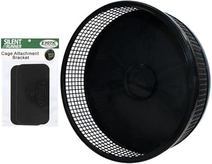 Silent Runner Pro | Sugar Glider Exercise Wheel (Black with Attachment)