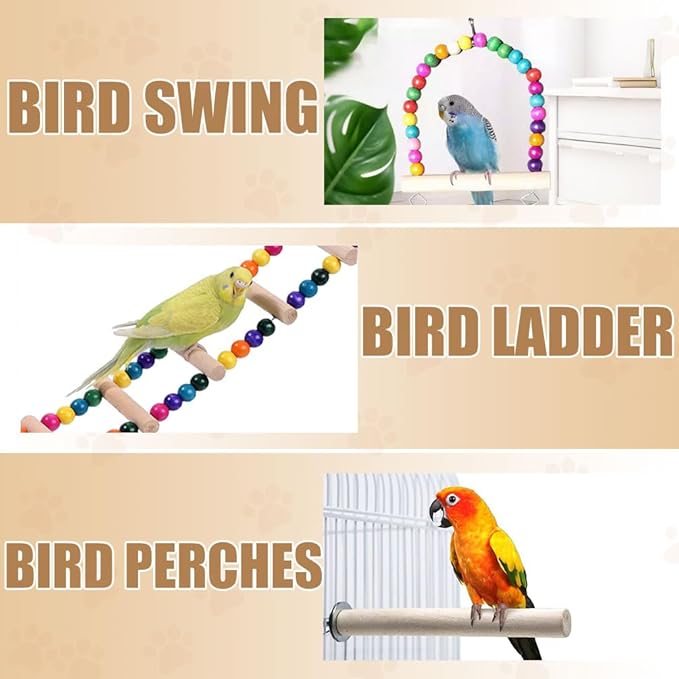 Bird Cage Parakeet Cage with Bird Toys & Slide-Out Tray, Wooden Perches, Rolling Stand, Swing & Bowls – Spacious Indoor Bird House for Parrot, Parakeets, Cockatiel, Lovebird and Small Mid-Sized Birds