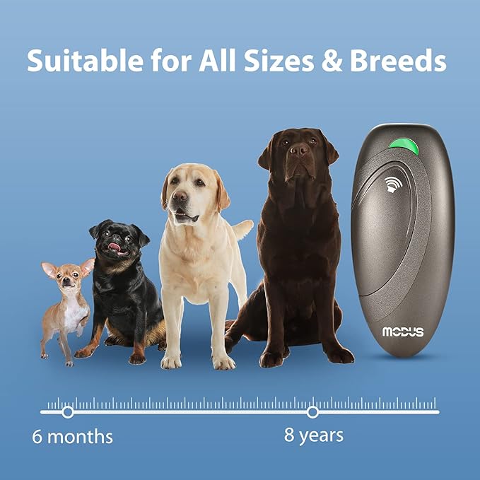 MODUS Ultrasonic Dog Barking Deterrent, 2-in-1 Dog Training and Bark Control Device,Bark Collar Alternative Anti-Barking Device,Most Effective Behavior Aid - Barking Silencer Indoor/Outdoor