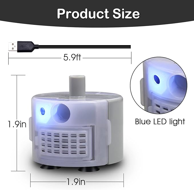 Cat Water Fountain Pump,Cat Fountain Pumps Replacement SMA-800 Submersible Motor,Pet Water Fountain Pump for Stainless Steel Cat Water Dispenser (Pump)