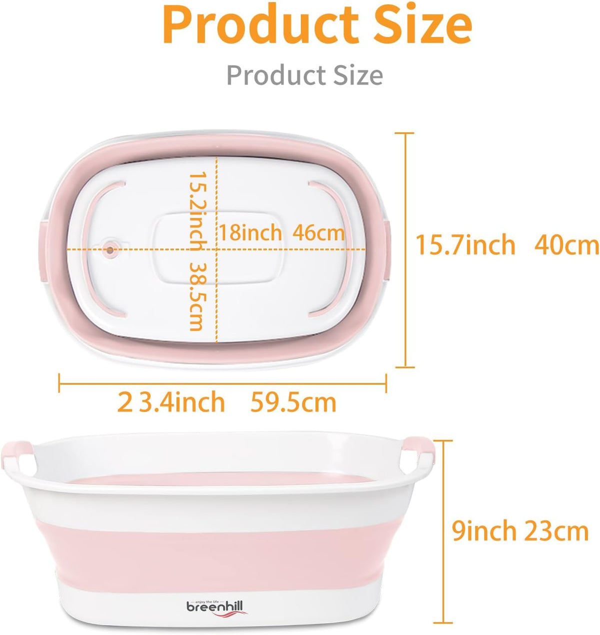 Collapsible Dog Bath Tub for Small Dogs & Cats, Portable Puppy Bath Tub with Water Drain Plug, Space Saving Foldable Pet Bathtub for Indoor & Outdoor Use, Pink