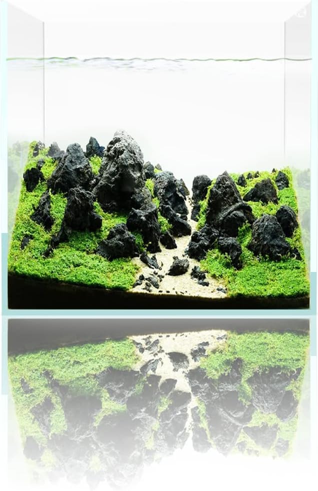 Fzone 7 Gal Rimless Low Iron Fish Tank Nova Clear Ultra-White 45° Mitered Edges Translucent Glass Anata Series Aquarium w/Black Foam Leveling Mat(S30C)