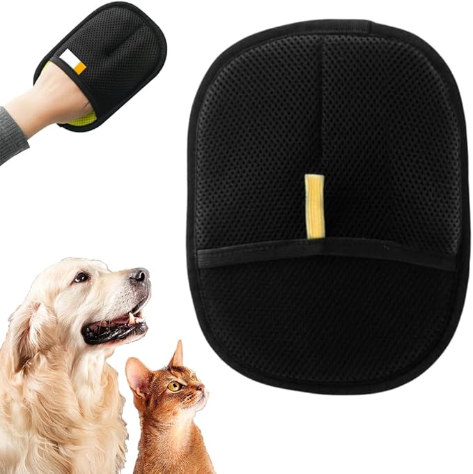 2025 Thickened and Powerful Pet Hair Removal Glove, Pet Grooming Gloves for Cats and Dogs, Washable and Reusable Pet Hair Remover Glove (Black)