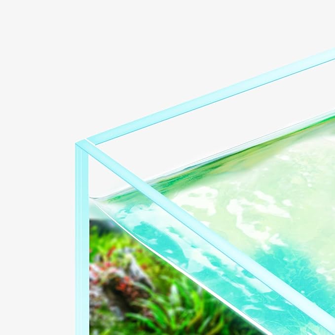 Fzone 1.7 Gal Nano Rimless Aquarium Low Iron Fish Tank NovaClear Ultra-White Translucent Glass Verso Series Nano Shallow Pond Levitating Floating Air Aquarium(A30-W18)
