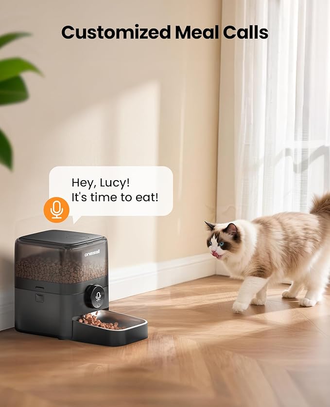 oneisall Cordless WiFi Automatic Cat Feeder, Tasty S2 Pro Rechargeable 100-Day Battery Operated Pet Feeder, 12 Cups/3L Timed Cat Food Dispenser for Large Kibble, Smart App Control (Black)