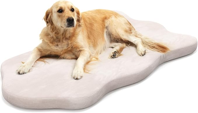 Giantex Memory Foam Dog Bed with Removable Washable Cover, Non-Slip Bottom, Egg Crate Foam Pet Sleeping Mat for Large Medium Dogs, 43 x 26 inch, Orthopedic Dog Bed Indoor Outdoor (Beige)