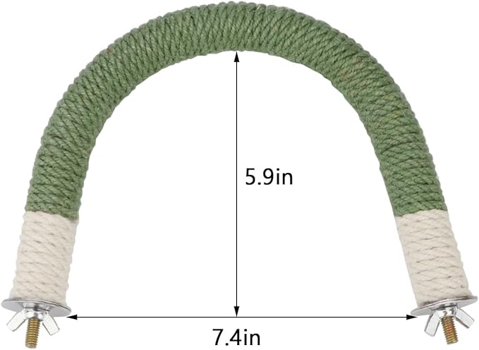 Hypeety Bird Perches Parrot U Shape Natural Wood Hemp Rope Stand Perch Bird Stick Paw Grinding Perch Birdcage Accessories Perch Standing Toy for Budgies Parakeet Cockatiel Conures
