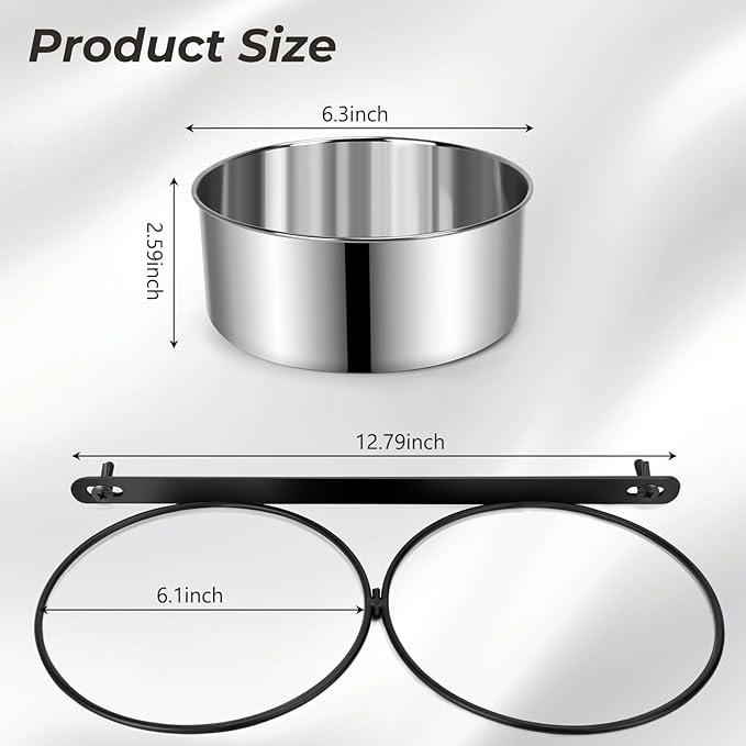 Yummy Sam Hanging Pet Dog Food Water Bowl for Cage, Stainless Steel Non-Spill Kennel Hanging Cats Pets Bowls with Clamp Holder Crate Feeder Dish for Medium Large Dogs Pets (Silver)