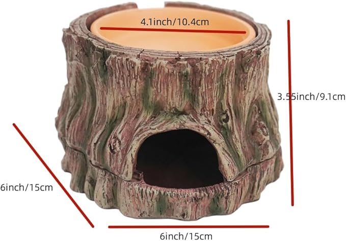 Reptile Hideout with Detachable Base and Humidity Dish, Gecko Hide Climbing Toy Tank Accessories, Terrarium Decor, Reptile Hide Cave for Crested Gecko,Lizard, Snake, Crabs