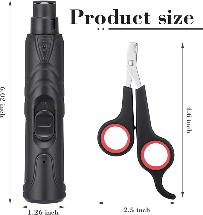 Lasnten 2 Pcs Bird Nail Grinder with Bird Nail Clipper Bird Nail Trimmer Bird Nail File with LED Lamp Grooming Tool for Bird Parrot Budgerigars Parakeets Myna Conure Finches Lovebirds (Black)