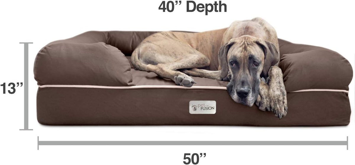 PetFusion Ultimate Dog Bed, Orthopedic Memory Foam, Multiple Sizes/Colors, Medium Firmness Pillow, Waterproof Liner, YKK Zippers, Breathable 35% Cotton Cover, 1yr. Warranty,Brown, XXL Jumbo (50x40")