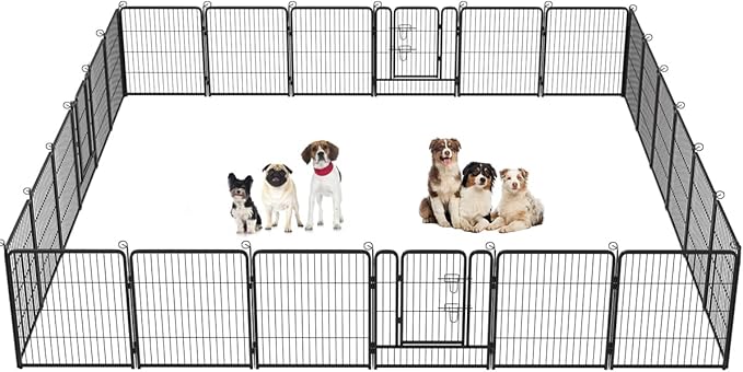 BestPet | Dog Playpen | 32 Inch, 24 Panels | Heavy Duty Metal Pet Exercise Pen | Indoor Outdoor Fence Panels | Rust-Resistant, Removable, Tool-Free Setup | Anti-Skid, Expandable Design