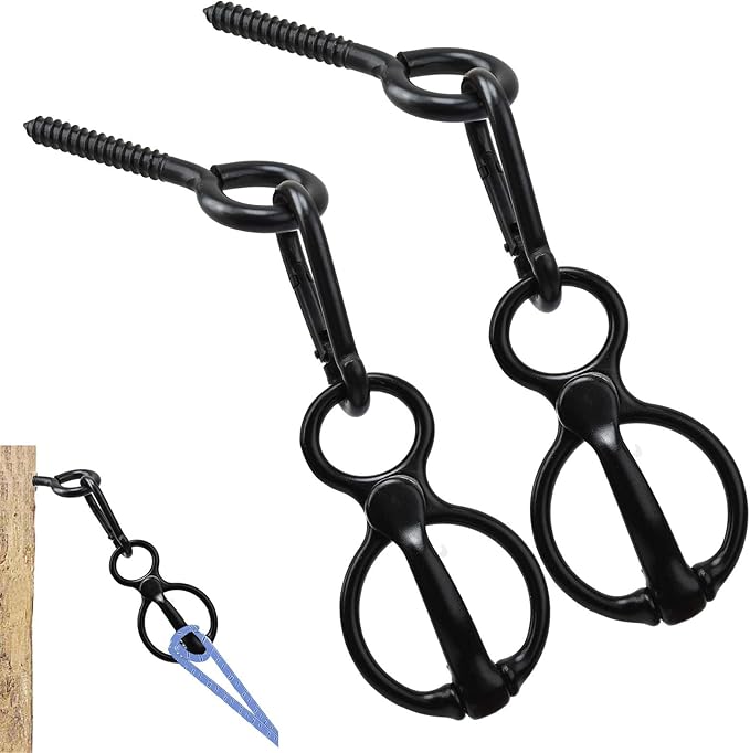 2pcs Horse Tie Ring, Heavy Duty Tie Ring Horse Training Equipment with Eye Bolt,Quick snap,Humane and Safe Tie Way,Black